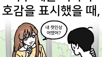 너무 예쁜 여자가 호감표시를 했을 때 부담스러운.Manhwa